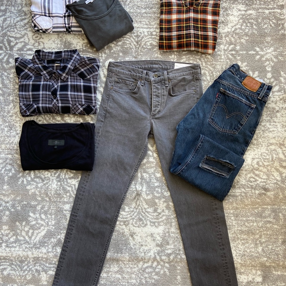 Sanctuary Boyfriend Shirt, Snap-front Pink and Black Plaid on White, Medium - Picture 7 of 7